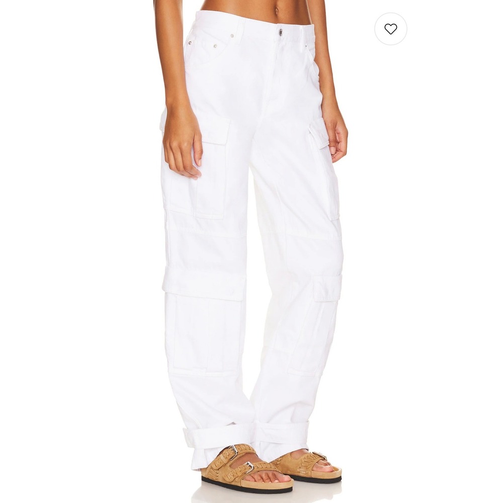 GRLFRND Lex Cargo Jeans Sierra Off White High Rise Straight Leg Utility Pants 30